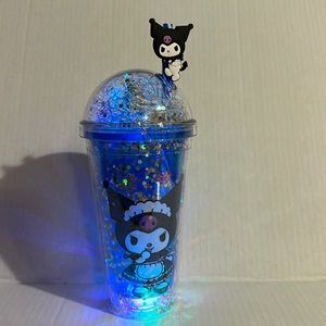 Kuromi and my Melody 3D tumbler light up cup with a straw.